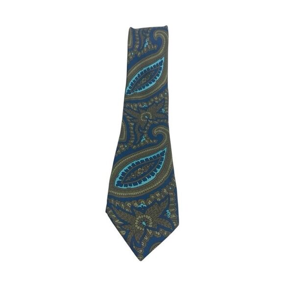 BONBOS Men’s Silk Tie Green Blue - Picture 1 of 7